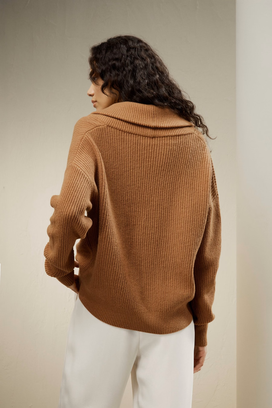 Cardigan de Cuello de Chal Mezcla de Lana y Cachemira