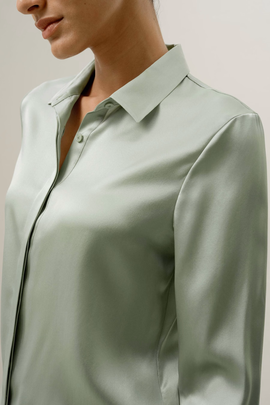 Camisa de Seda con Tapeta Oculta Básica