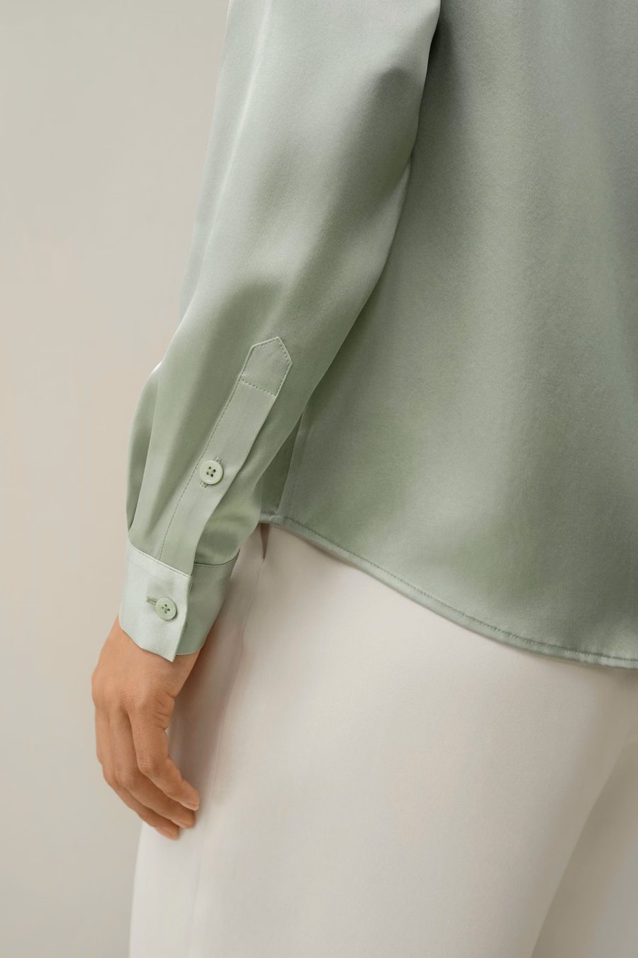 Camisa de Seda con Tapeta Oculta Básica