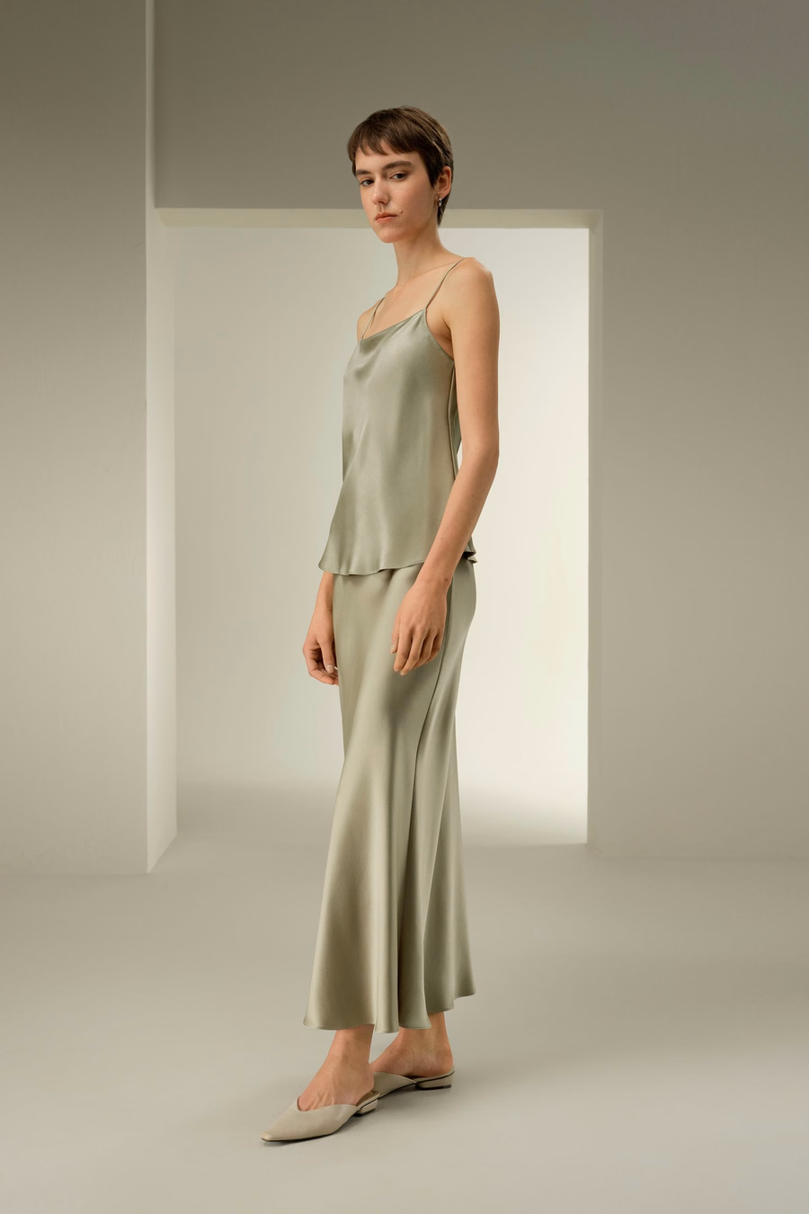 Falda Maxi de Seda Charmeuse de Doble Cara