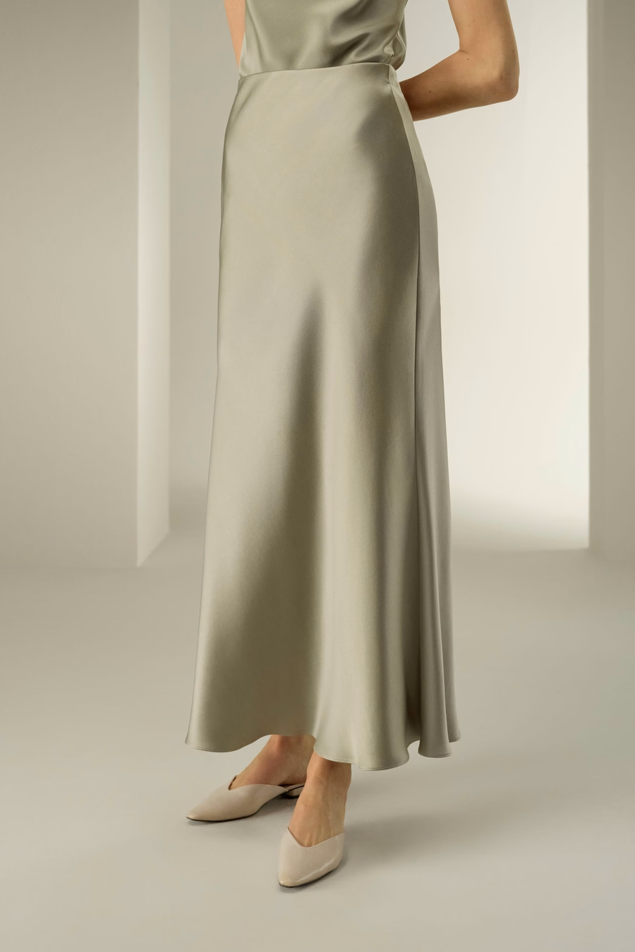 Falda Maxi de Seda Charmeuse de Doble Cara