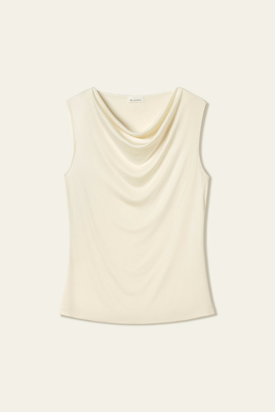 Top Sin Mangas con Cuello de Cowl de Seda Jersey