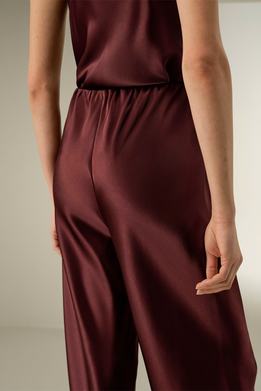 Pantalones de seda satén de pierna recta