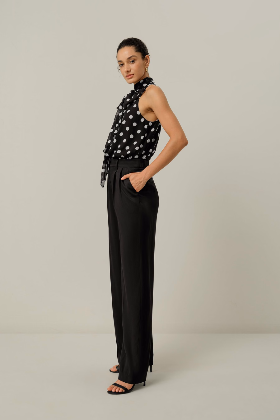 Pantalones rectos de Charmeuse de doble cara