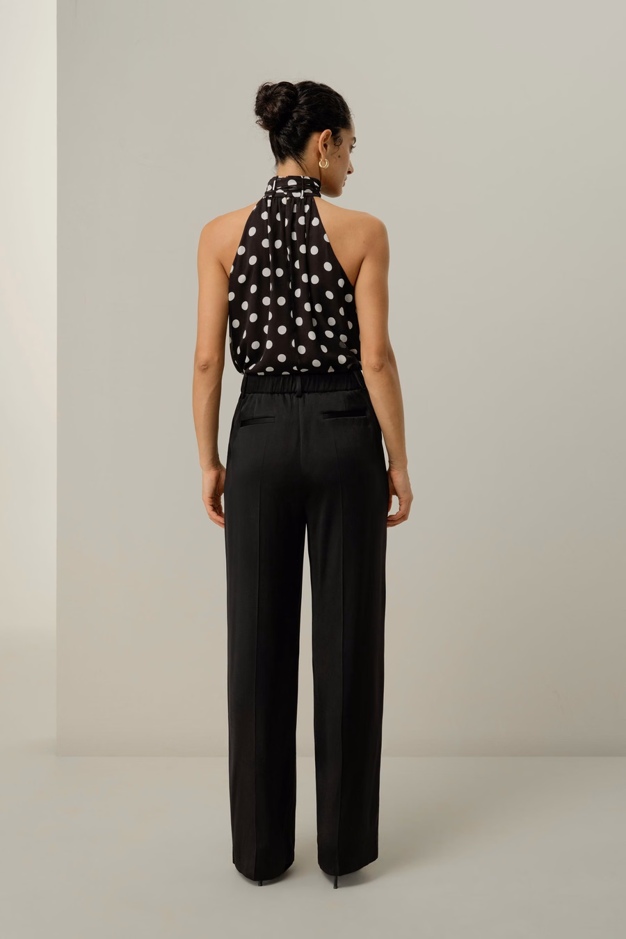 Pantalones rectos de Charmeuse de doble cara