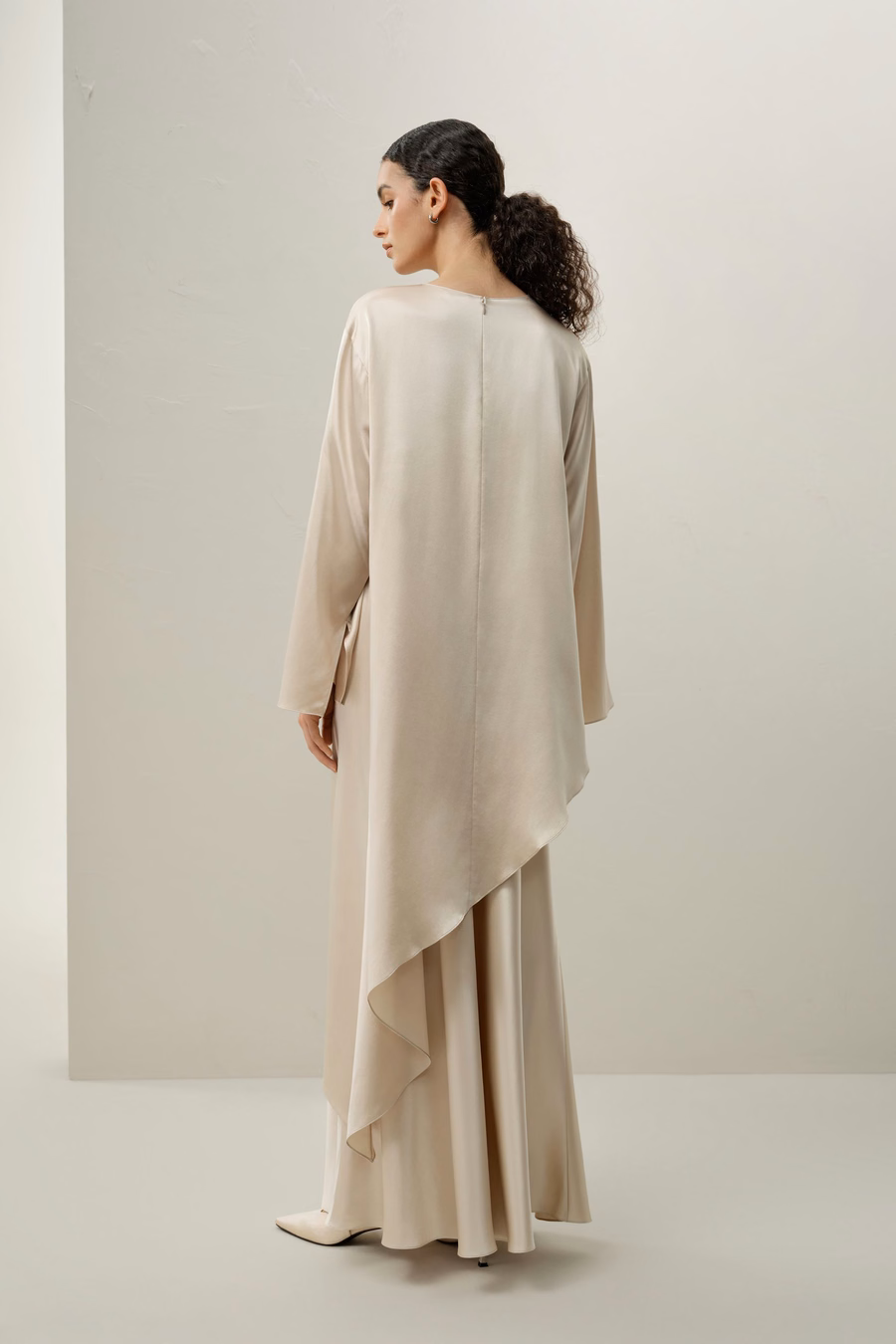 Falda Maxi A-Line de Charmeuse de Seda
