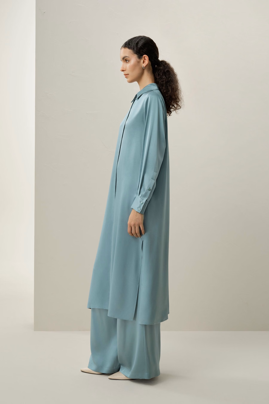 Pantalones de Seda Charmeuse de Pierna Ancha
