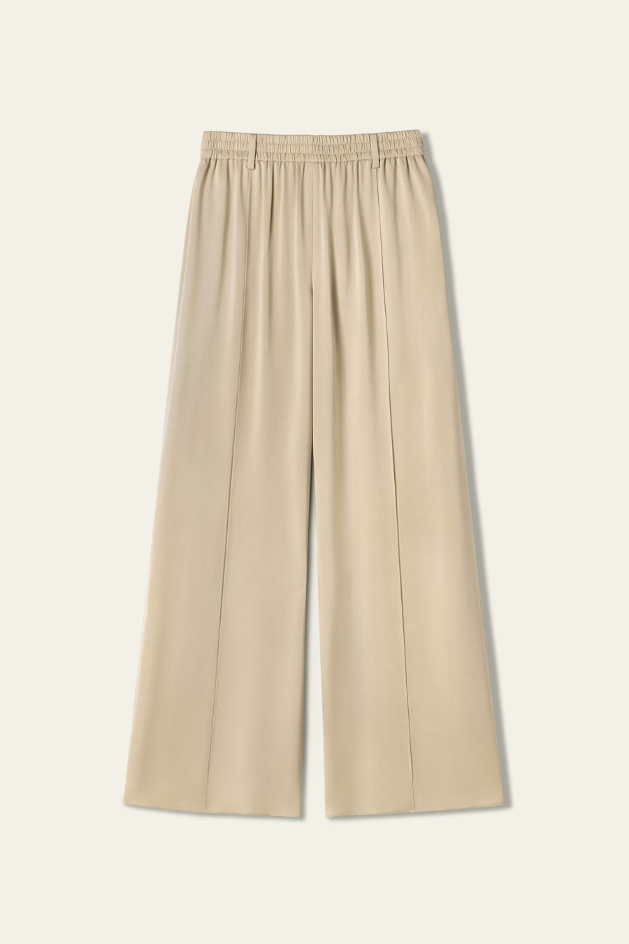 Pantalones de pierna ancha de seda de gamuza