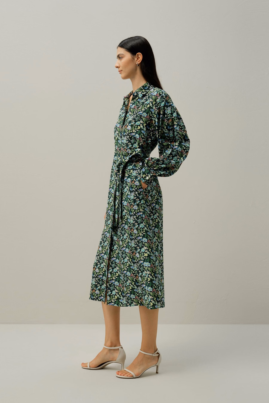 Vestido de camisa midi Bosque de Cuento de Hadas - Hecho con tela Liberty