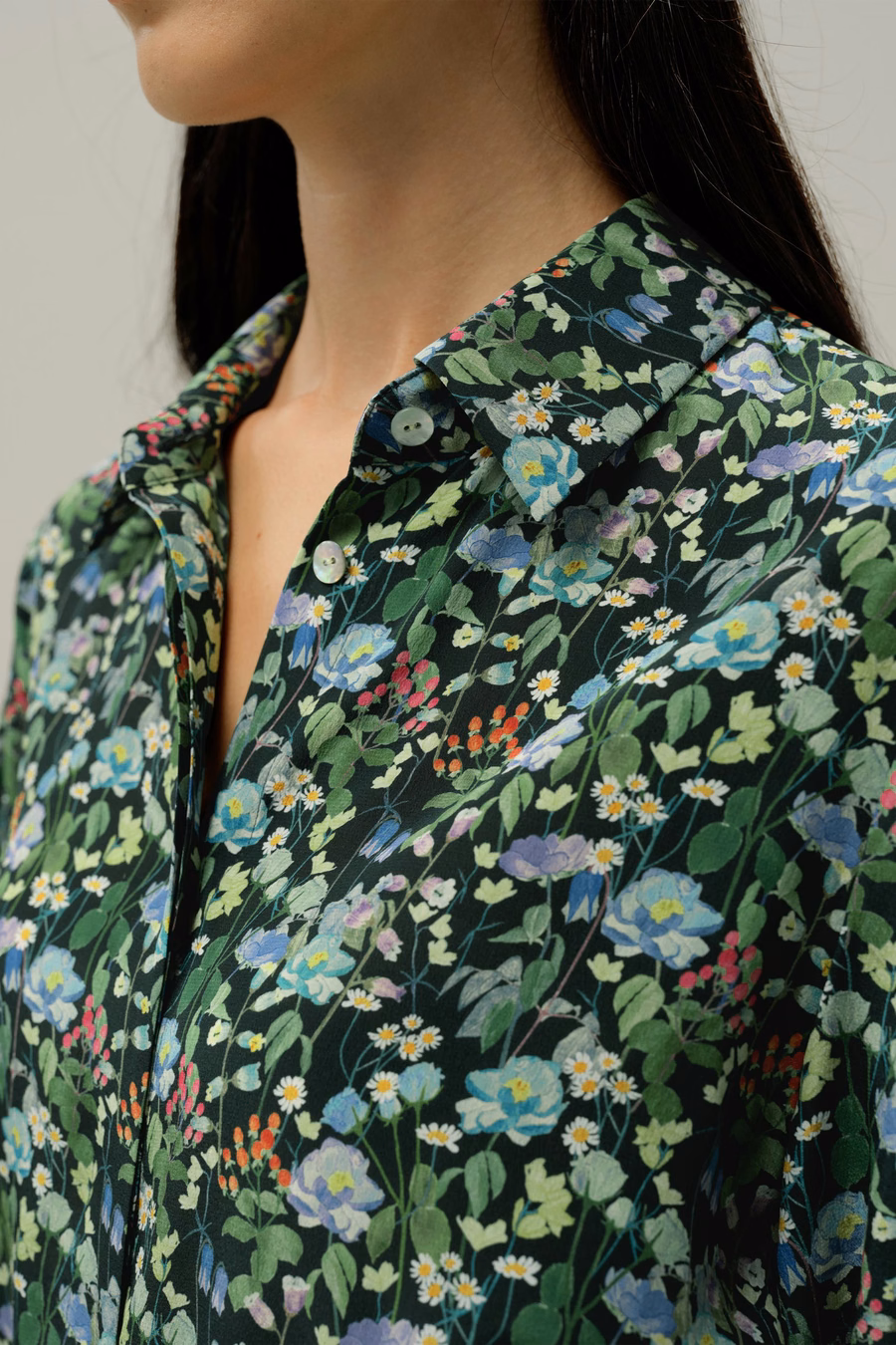 Vestido de camisa midi Bosque de Cuento de Hadas - Hecho con tela Liberty