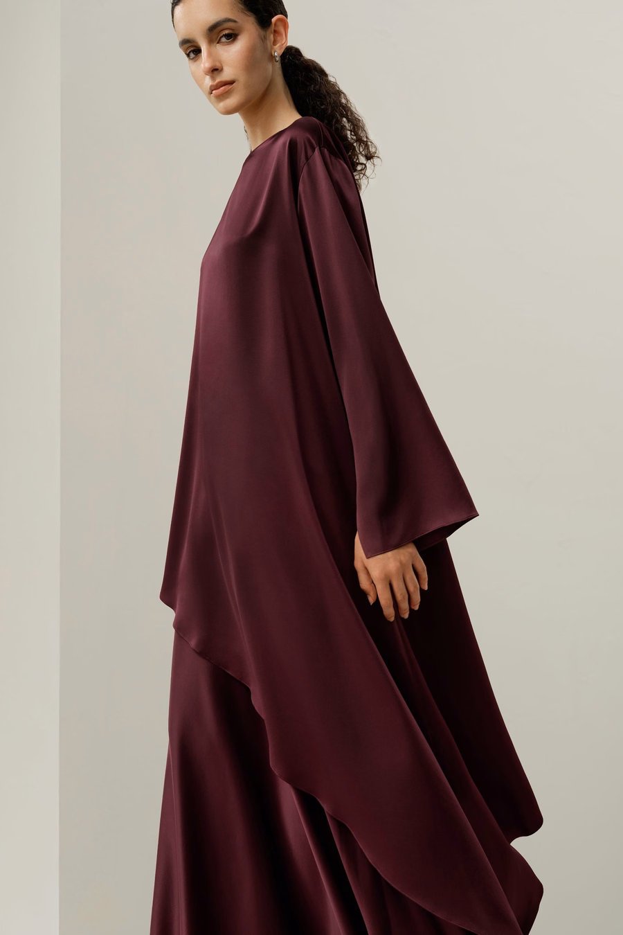 Blusa Asimétrica de Seda Charmeuse