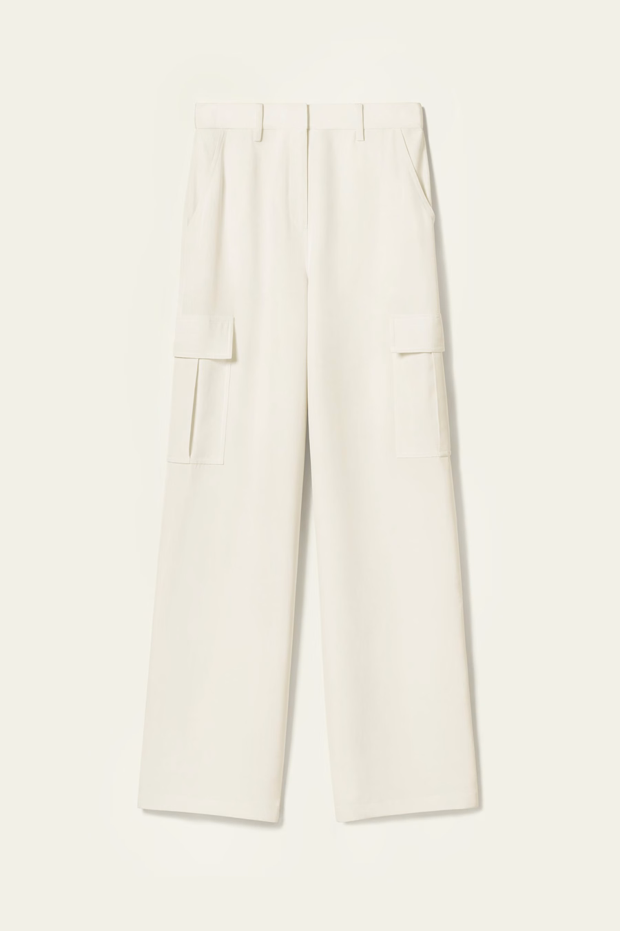 Pantalones Cargo de Crepé de Seda Blanca