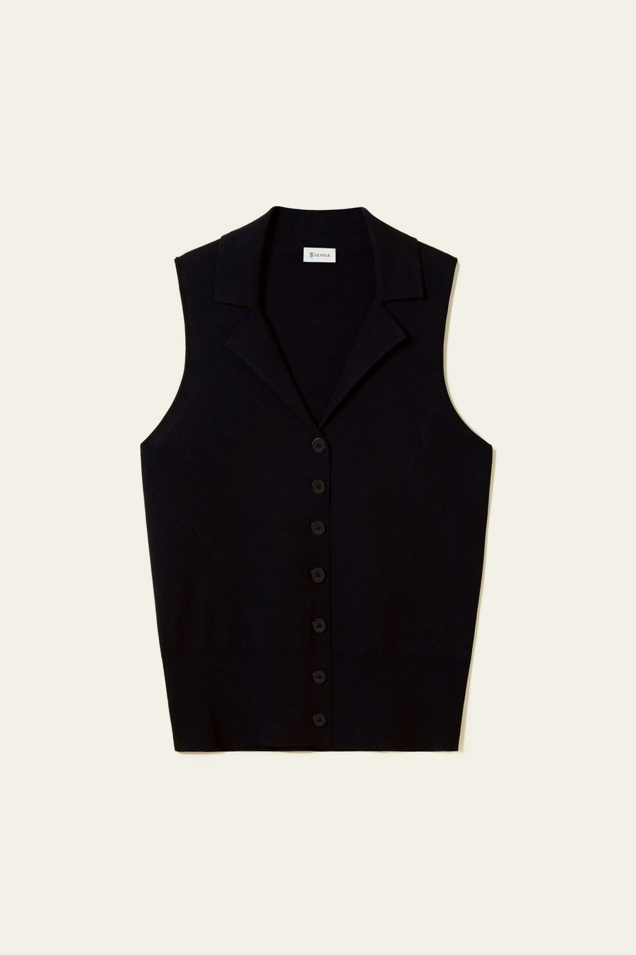 Chaleco de Cuello de Solapa de Seda Viscosa de Milano