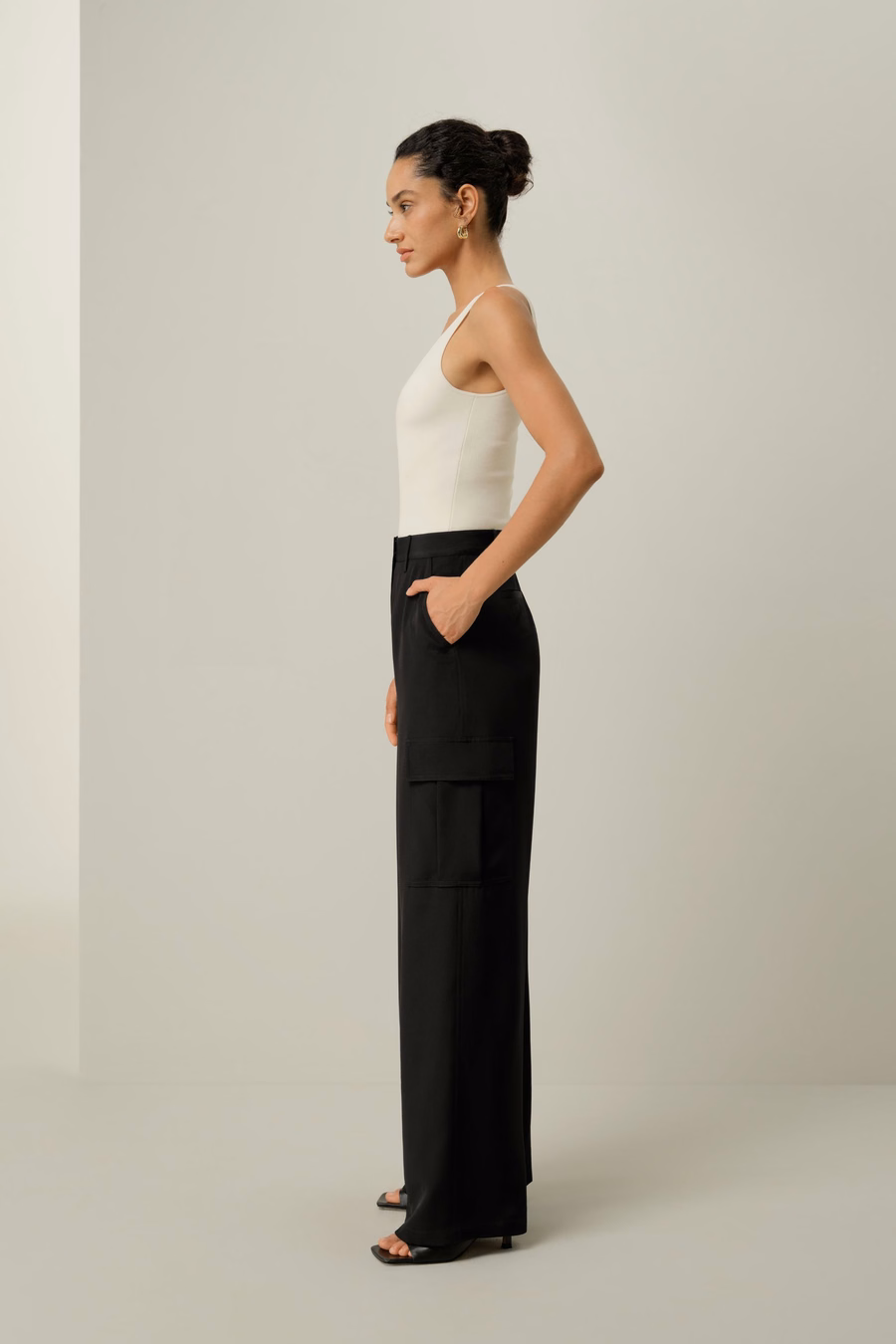 Pantalones Cargo de Seda Crepé