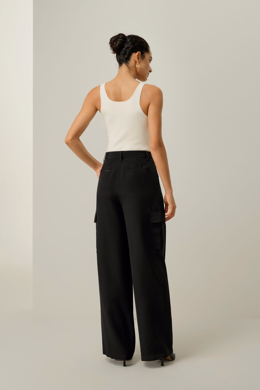 Pantalones Cargo de Seda Crepé