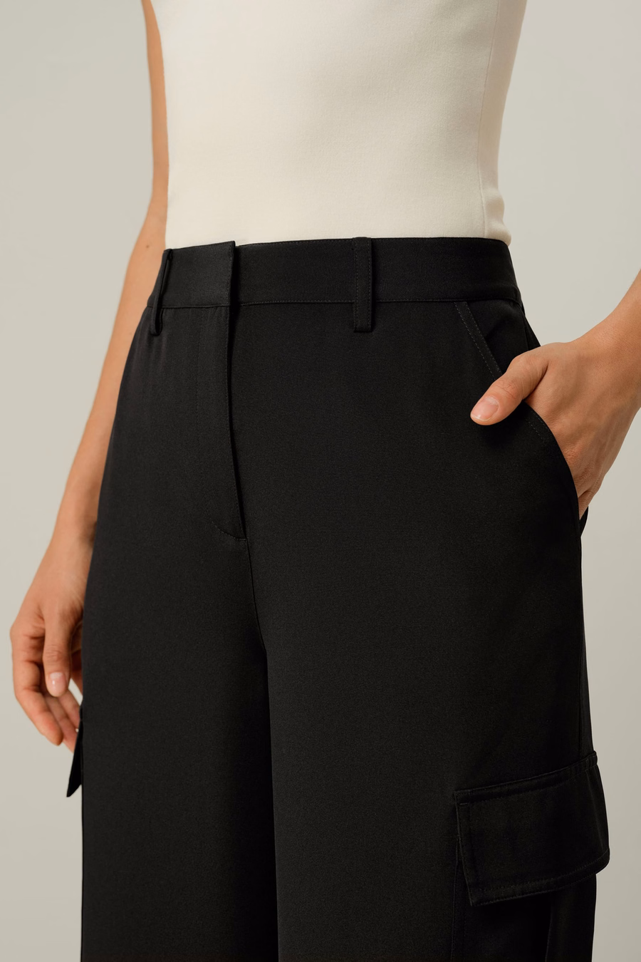 Pantalones Cargo de Seda Crepé