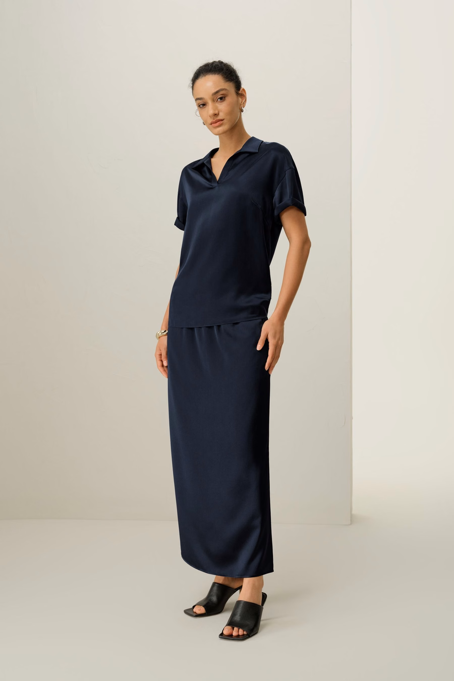 Top Tipo Polo de Seda Charmeuse Lavable