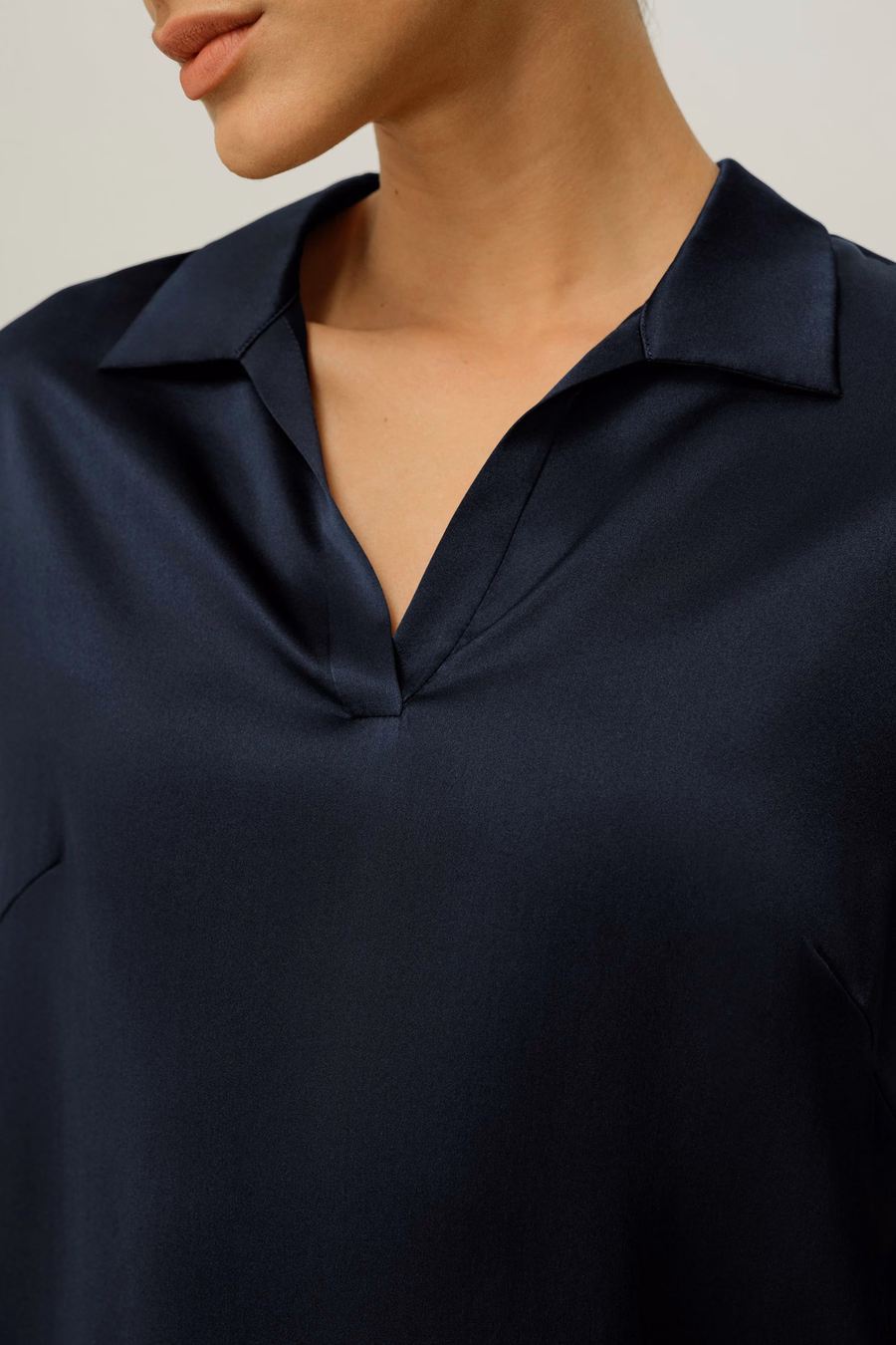 Top Tipo Polo de Seda Charmeuse Lavable