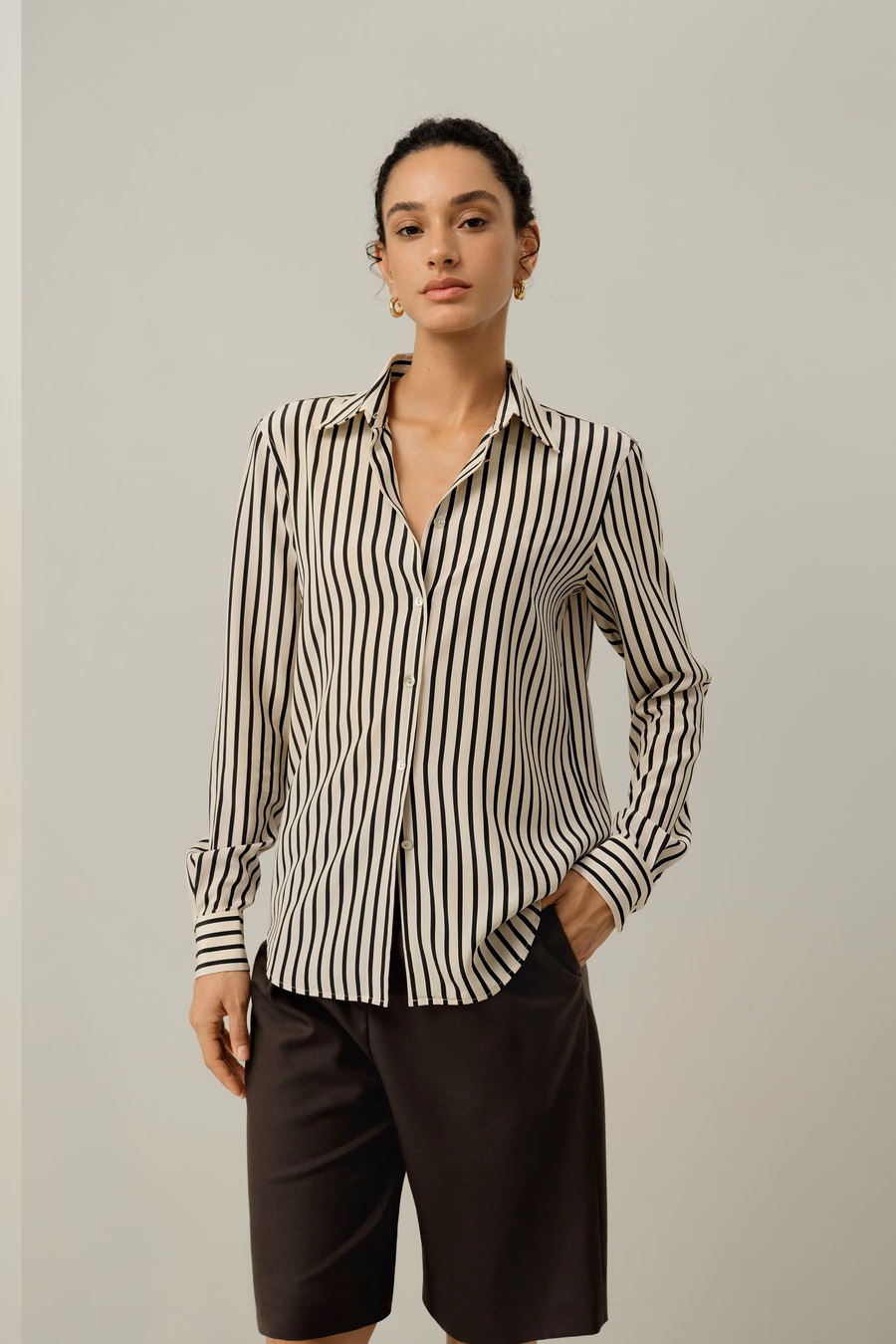 Camisa de Seda Rayada