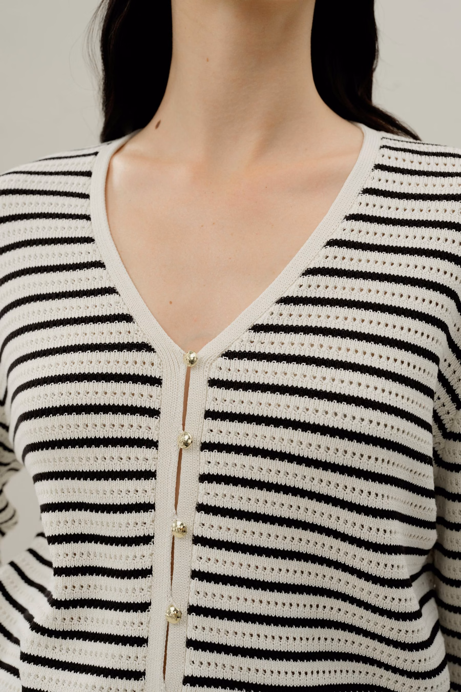 Toscana Cardigan Rayado de Punto Abierto