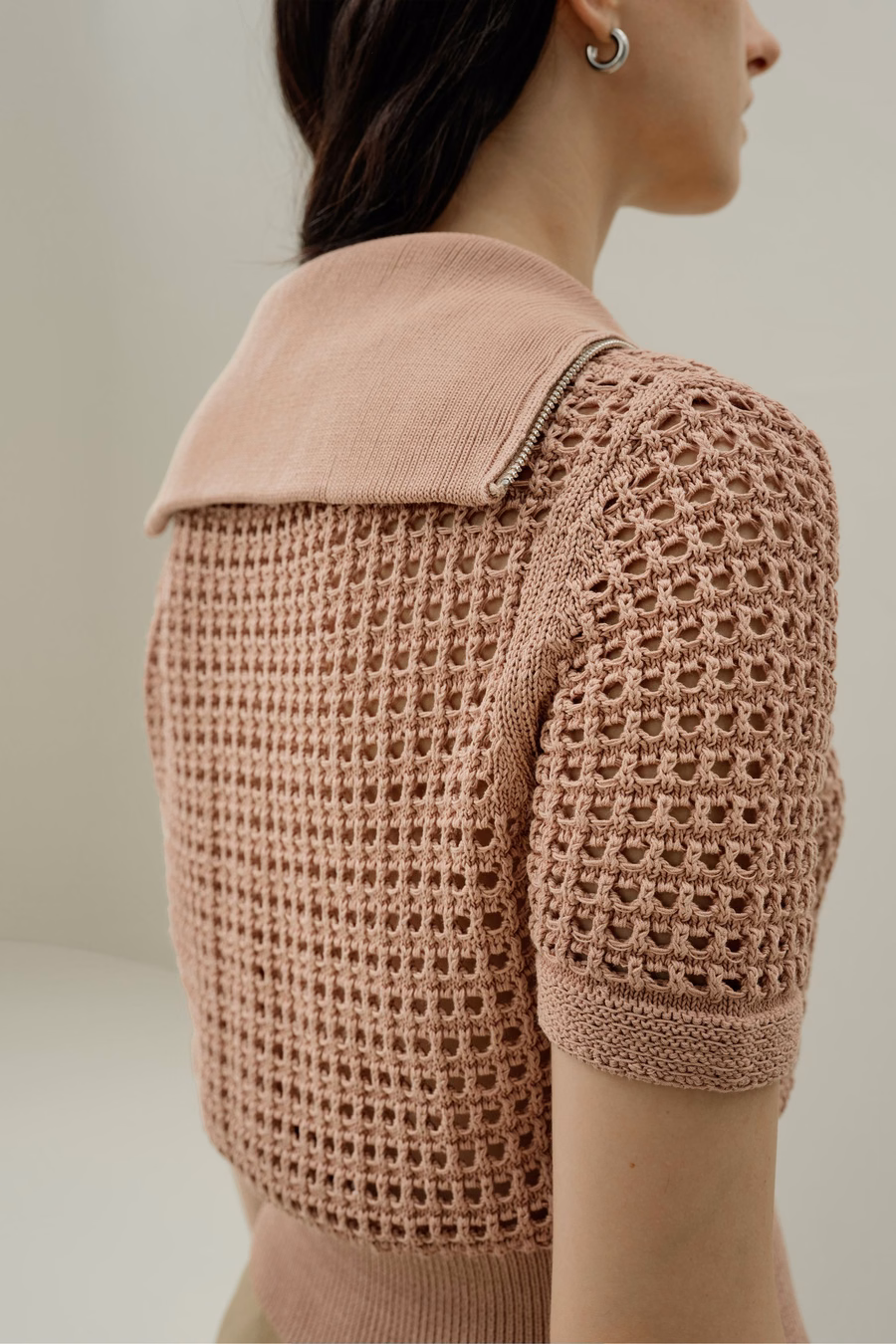 Cardigan de doble cremallera de punto Toscana Pointelle