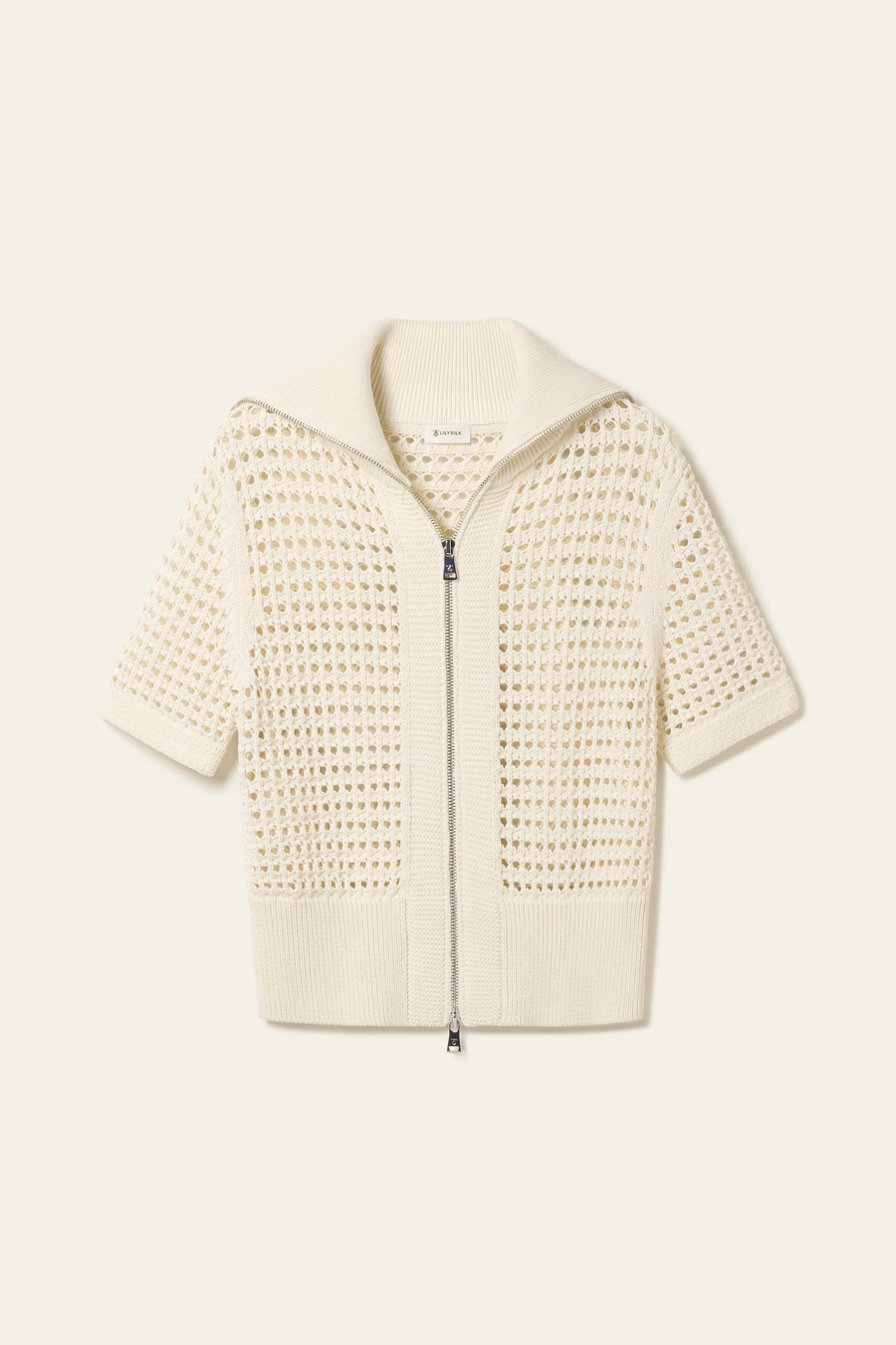 Cardigan de doble cremallera de punto Toscana Pointelle