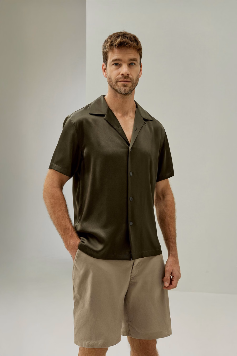 Camisa de Campamento de Seda para Hombre
