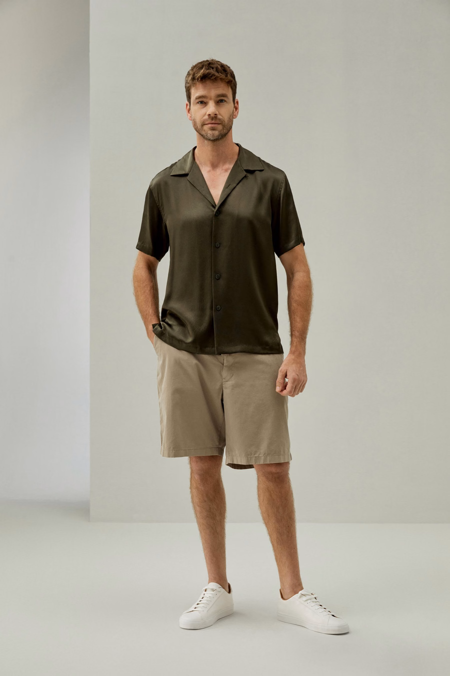 Camisa de Campamento de Seda para Hombre