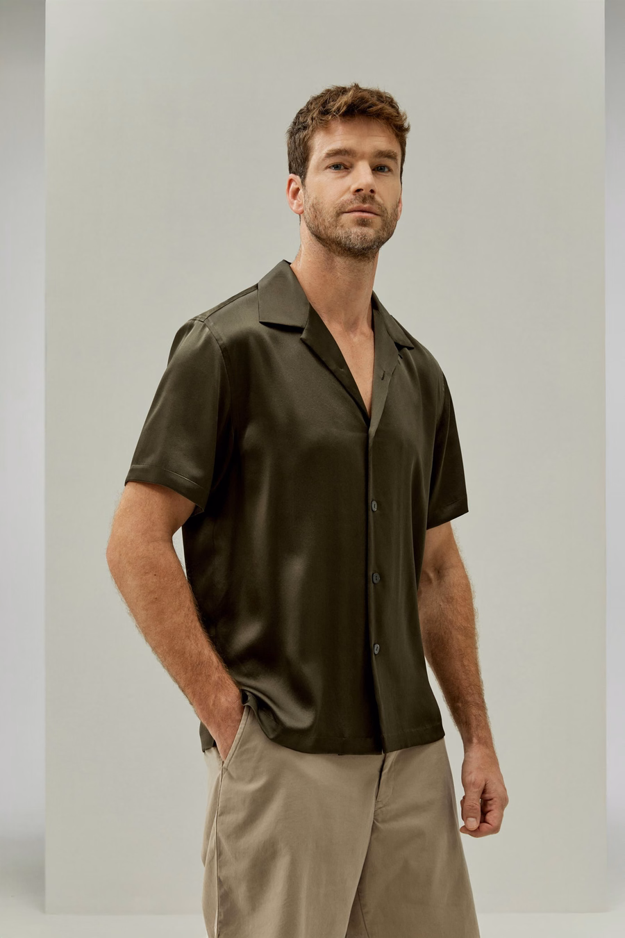 Camisa de Campamento de Seda para Hombre