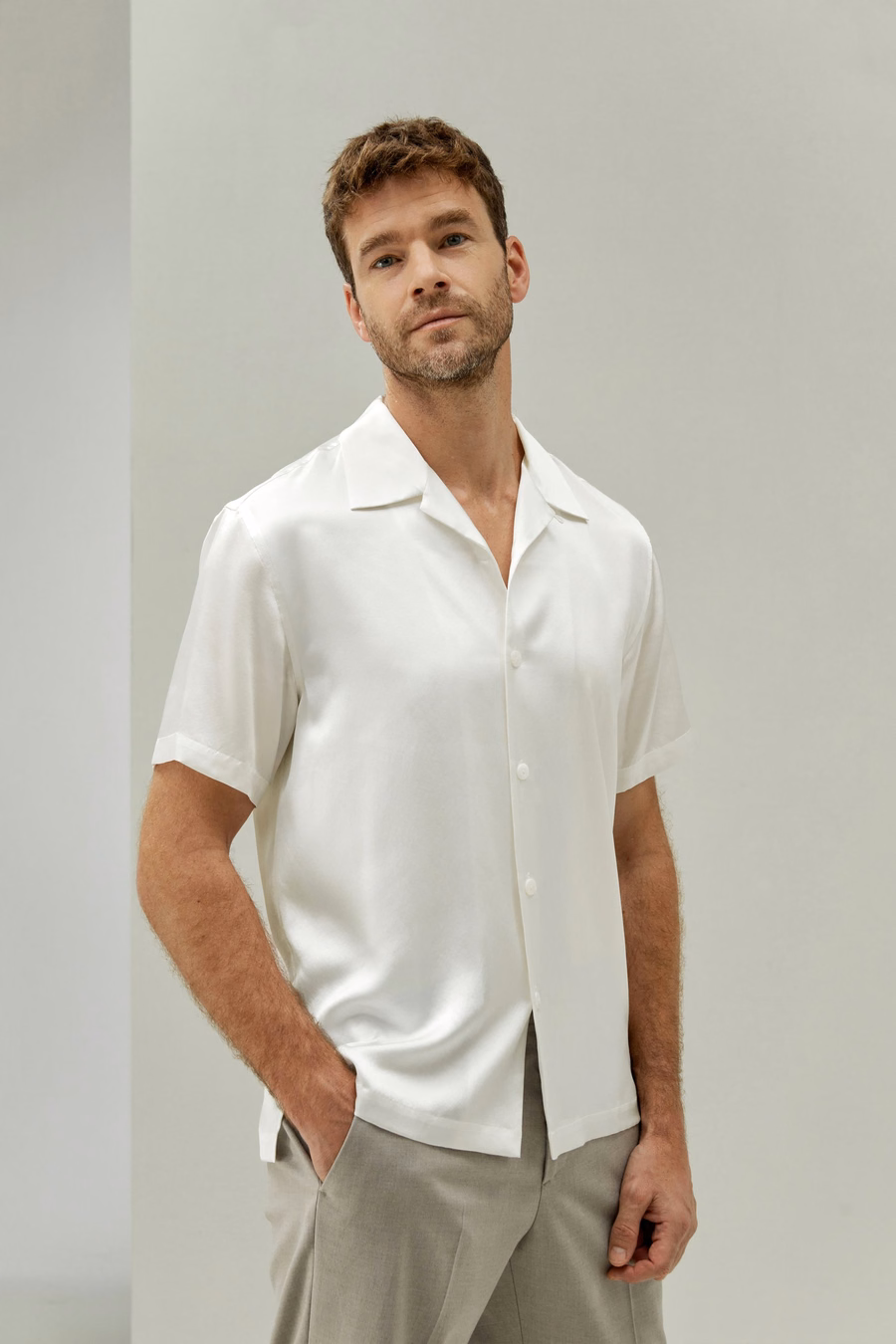 Camisa de Campamento de Seda para Hombre