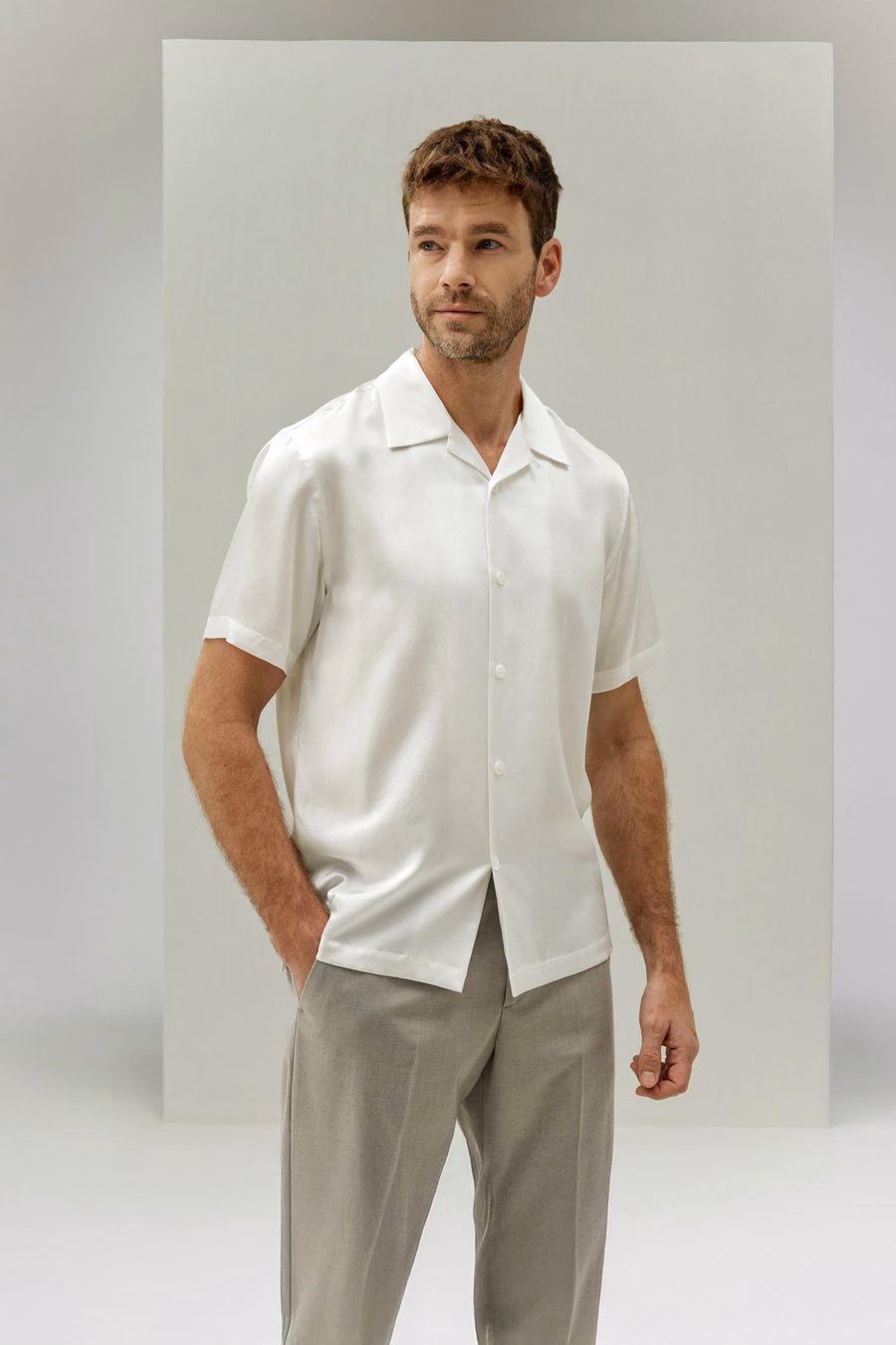 Camisa de Campamento de Seda para Hombre