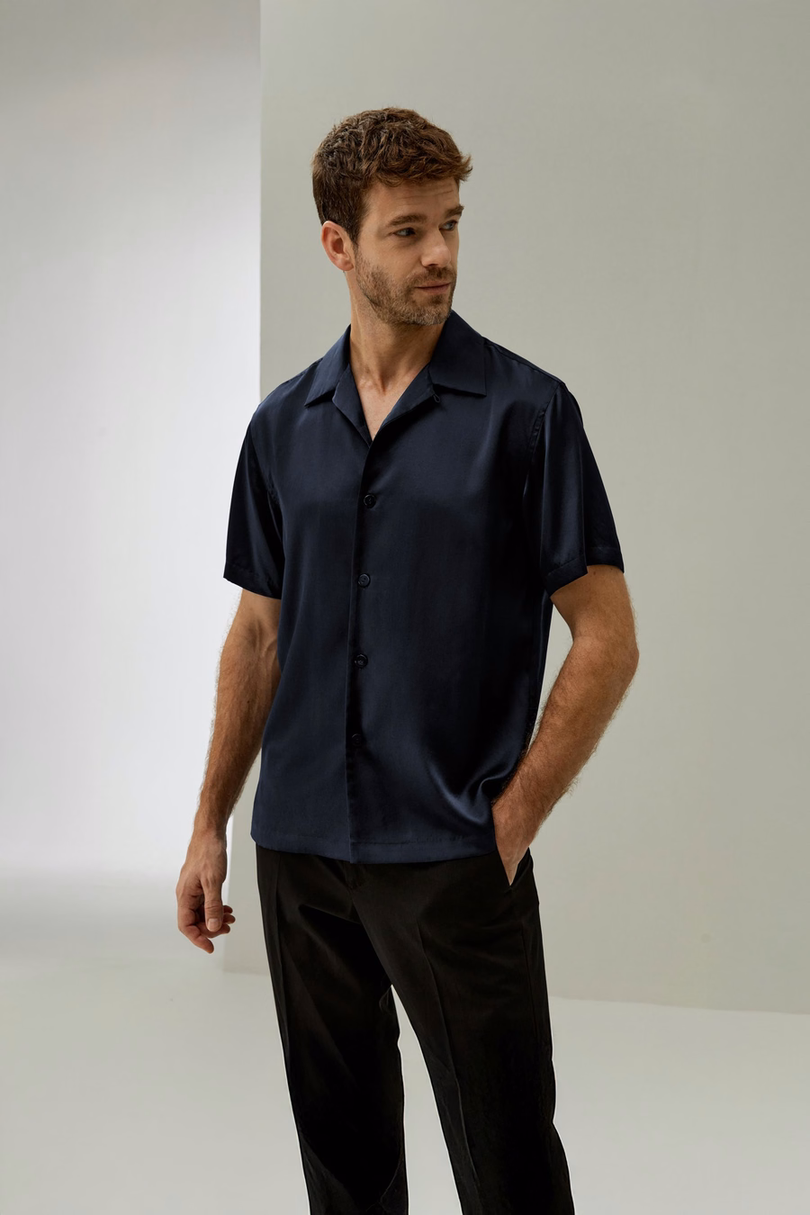 Camisa de Campamento de Seda para Hombre
