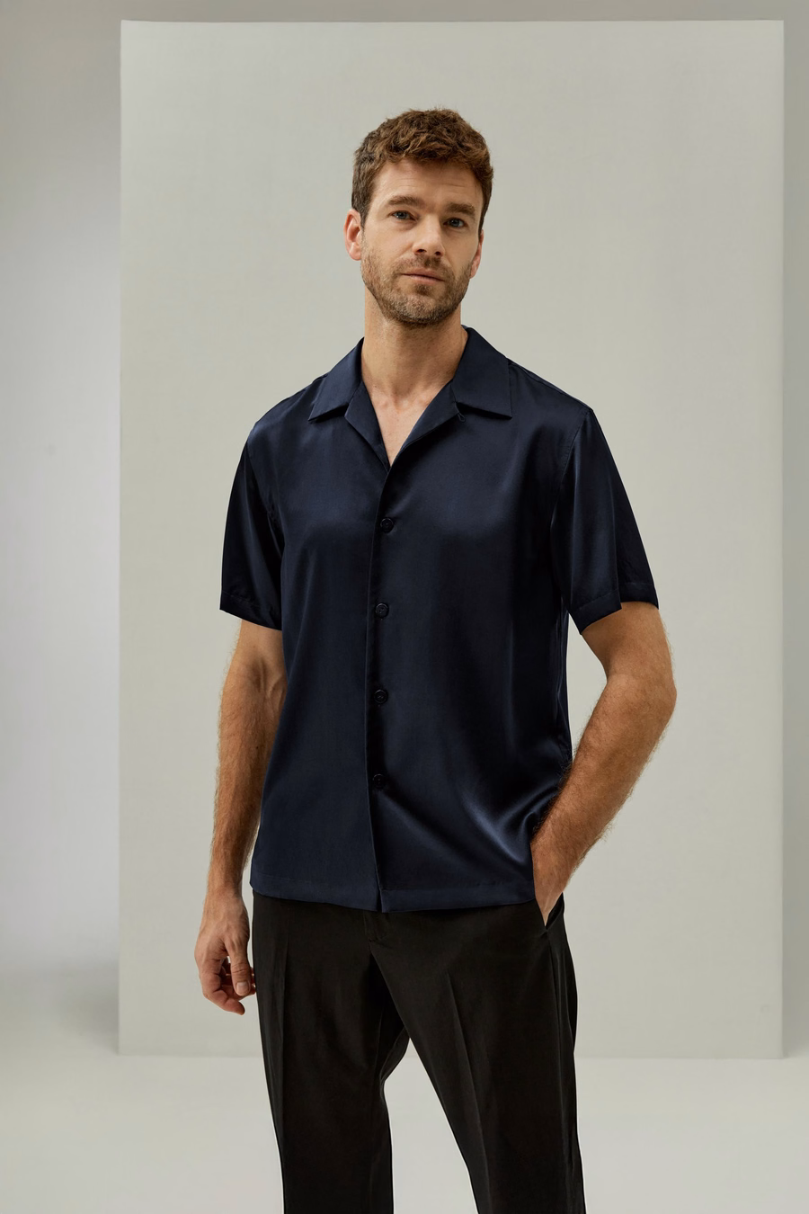 Camisa de Campamento de Seda para Hombre