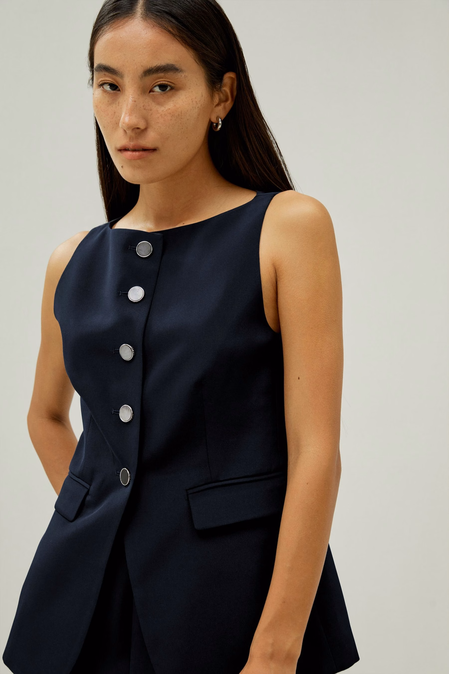 Chaqueta Blazer de Seda con Botones