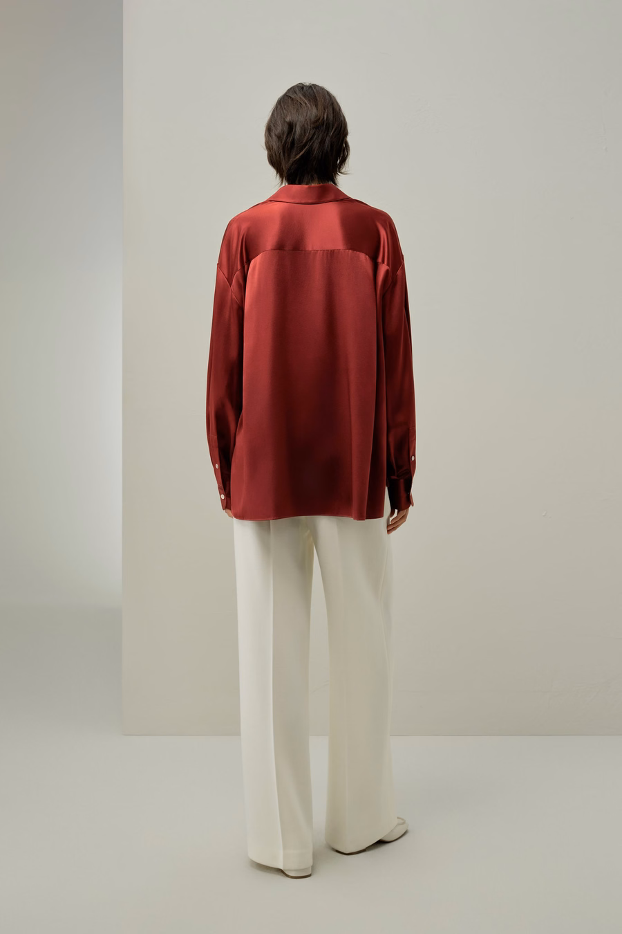 Camisa de Seda Oversize Escarlata