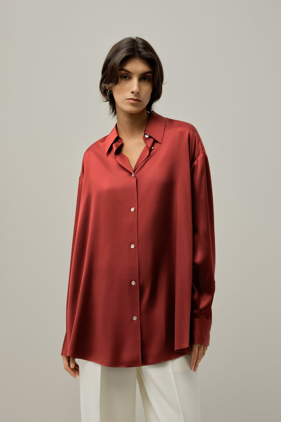 Camisa de Seda Oversize Escarlata