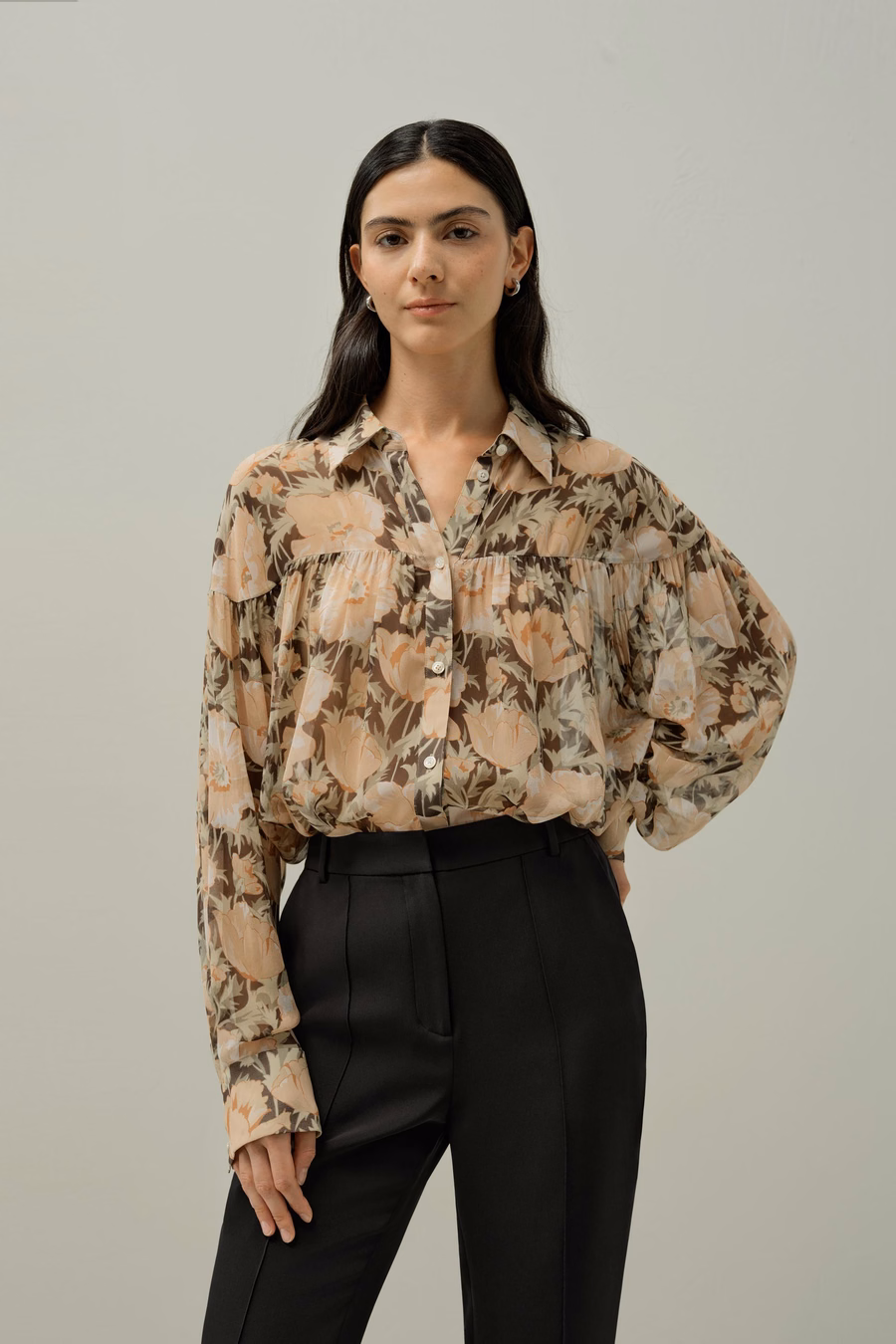 Blusa de seda Poppy Parade - Hecha con tela Liberty