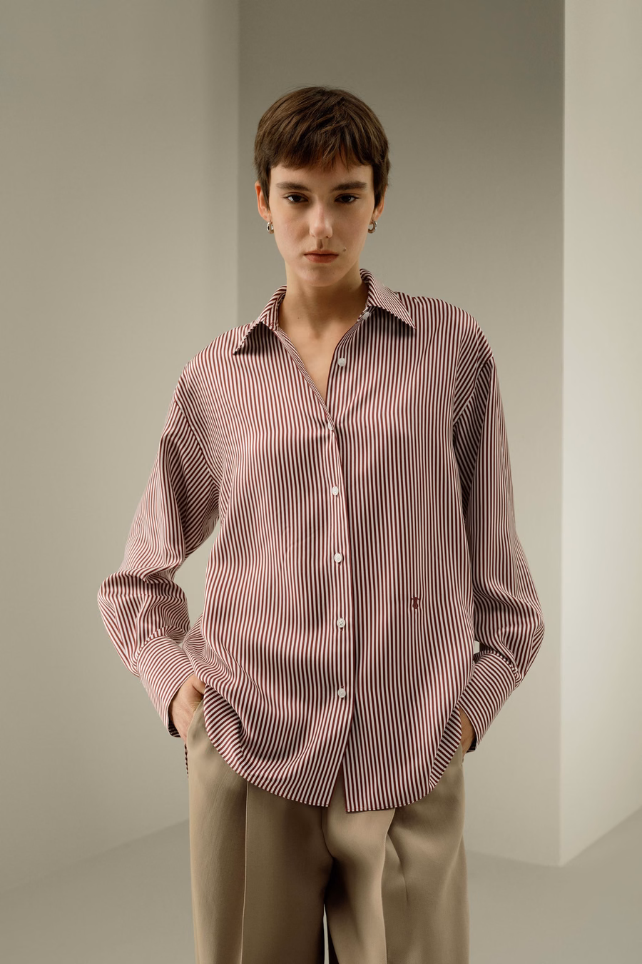 Camisa a Rayas Oversized Ancora Roja