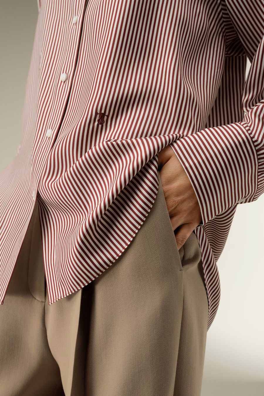 Camisa a Rayas Oversized Ancora Roja