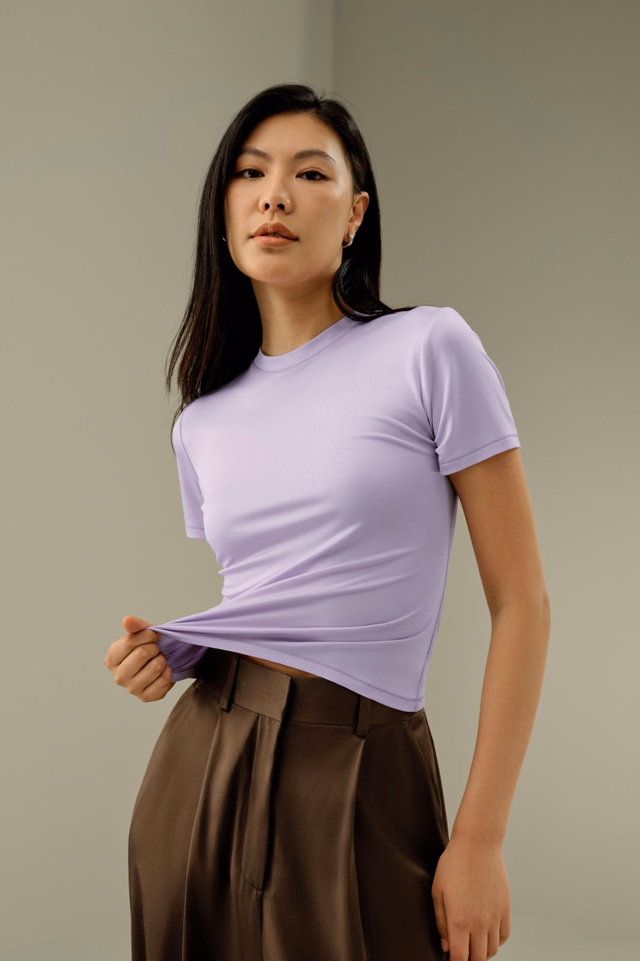 Camisa de Jersey de Seda Ajustada y Slim