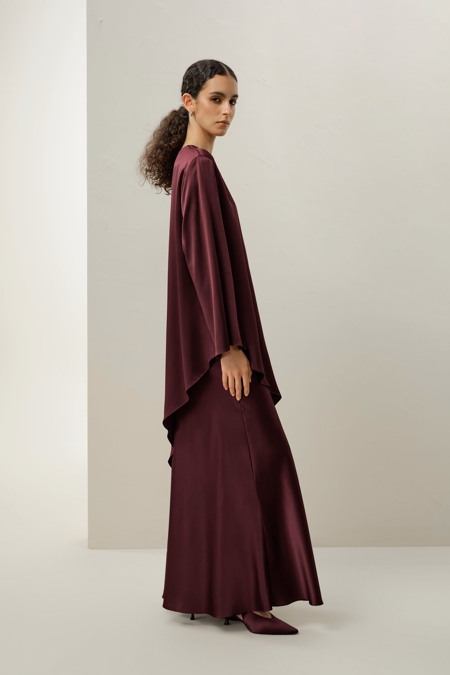 Falda Maxi A-Line de Charmeuse de Seda