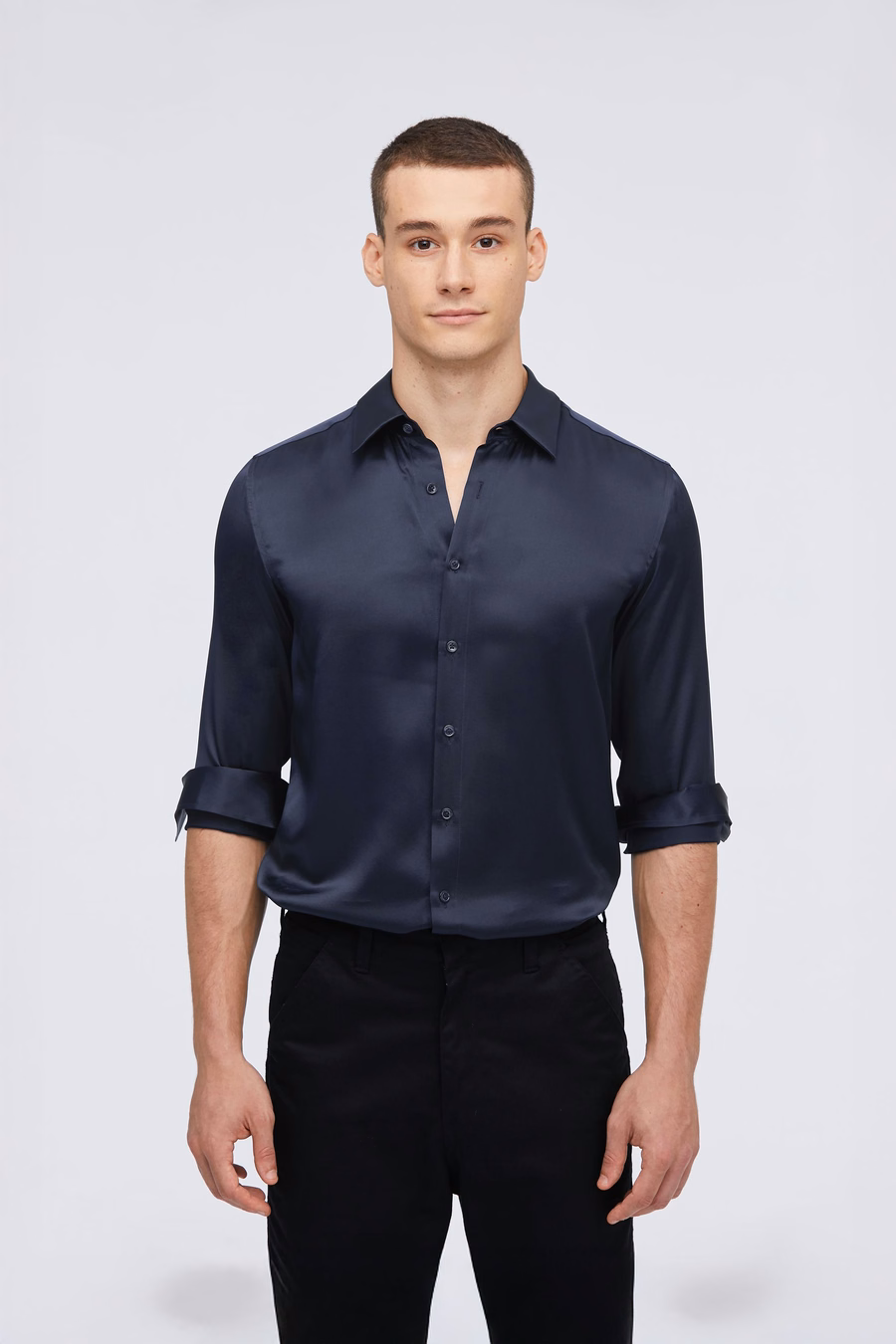 Camisa básica de seda de morera para hombres