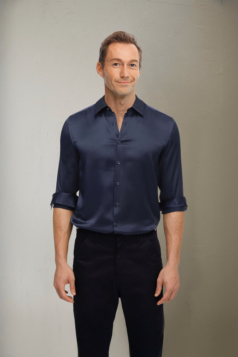 Camisa básica de seda de morera para hombres