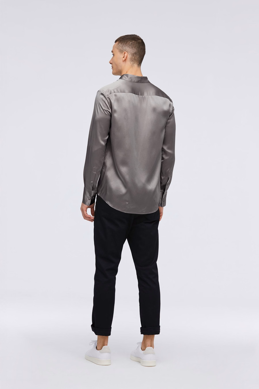 Camisa básica de seda de morera para hombres