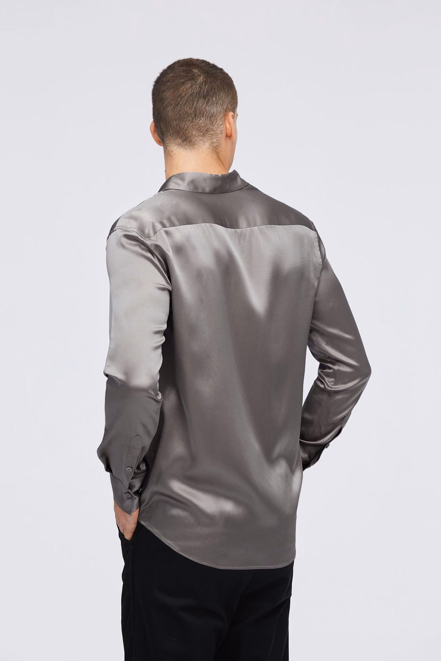 Camisa básica de seda de morera para hombres