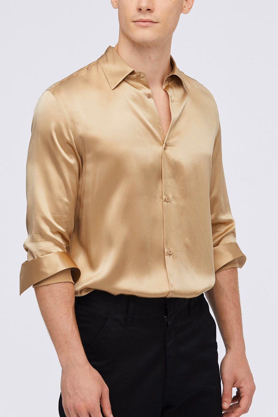 Camisa básica de seda de morera para hombres