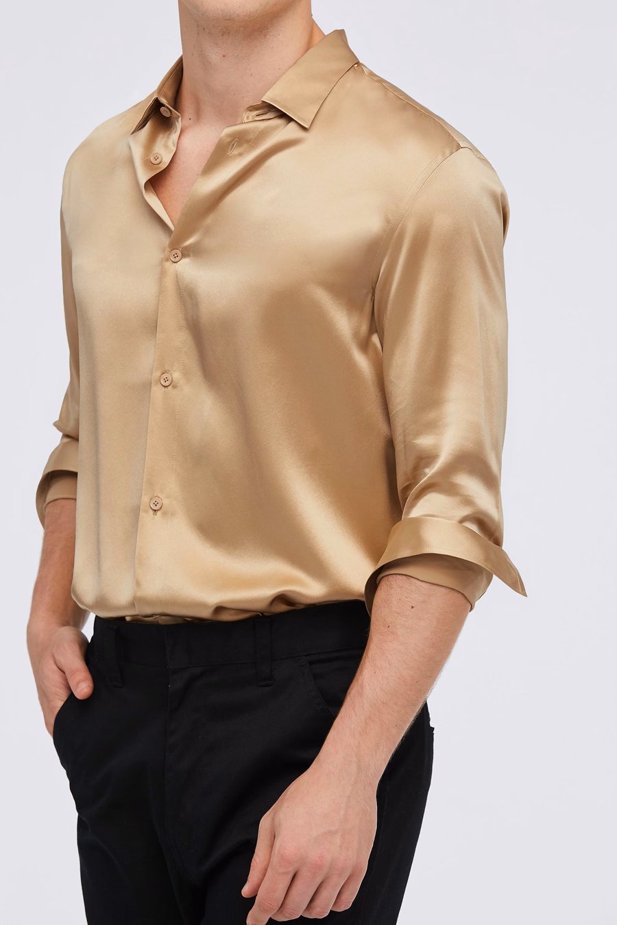Camisa básica de seda de morera para hombres