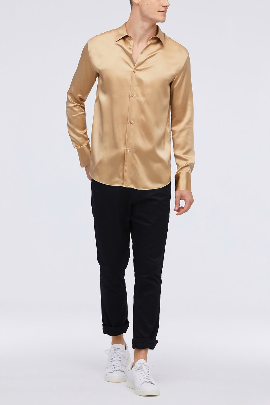 Camisa básica de seda de morera para hombres