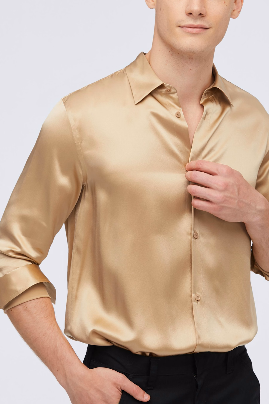 Camisa básica de seda de morera para hombres