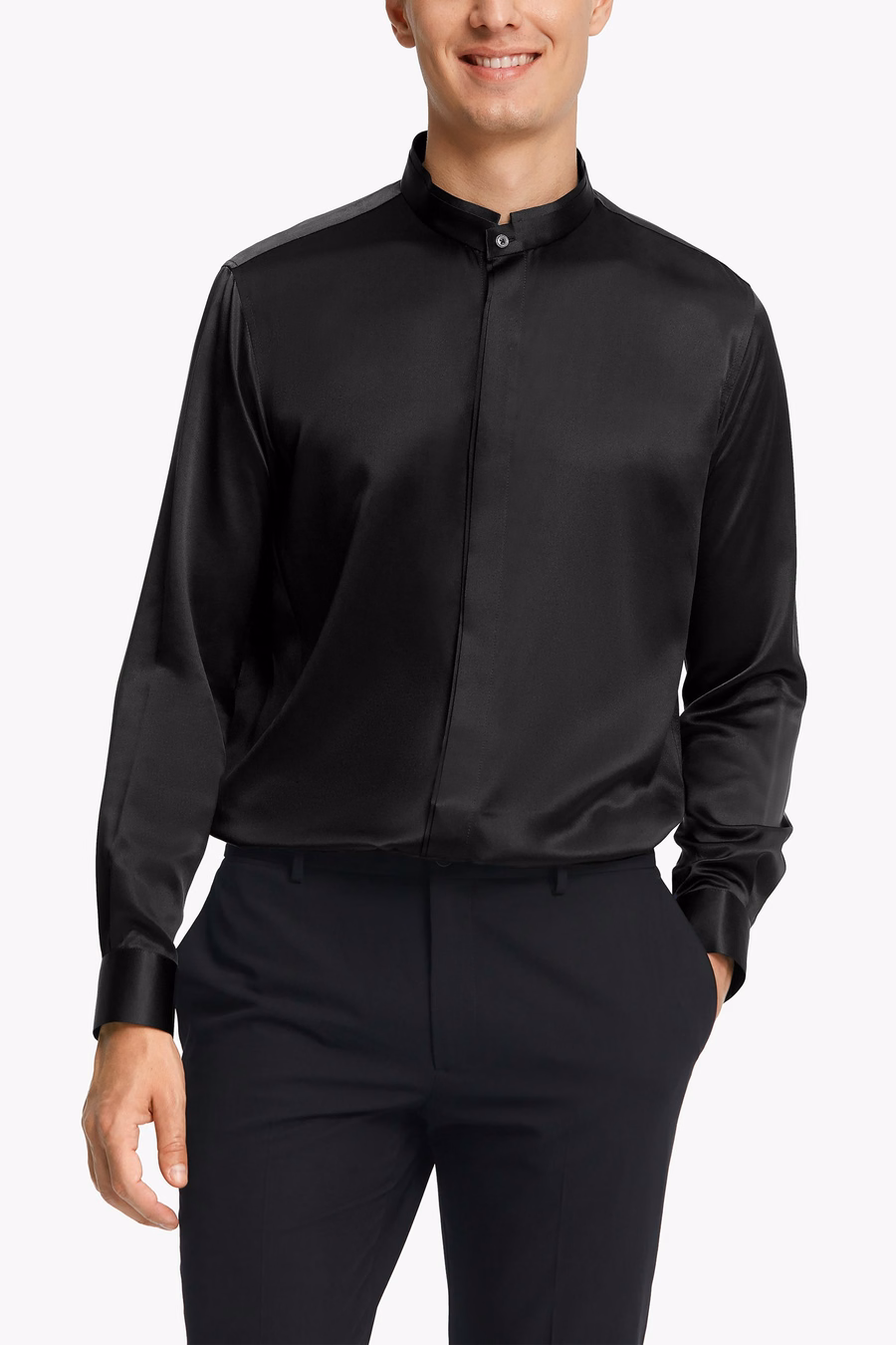 Camisa de Hombre de Seda con Placket Oculto Clásica